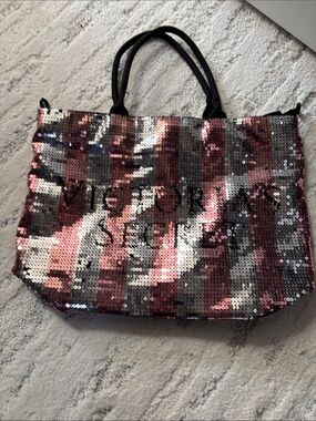 Victoria's Secret Pink, Silver & Black Sequin Tote